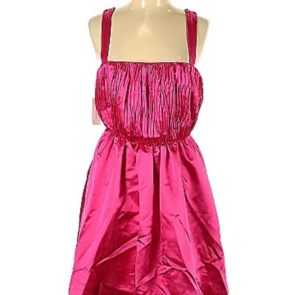 Anthropologie Maeve Hot Pink Satin Mini Dress With Bow NWT - Picture 15 of 15